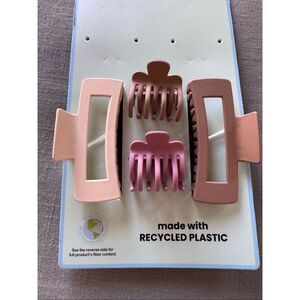 Sunday state women's plastic hair clip NWT matte mauve cream minimalist chunky